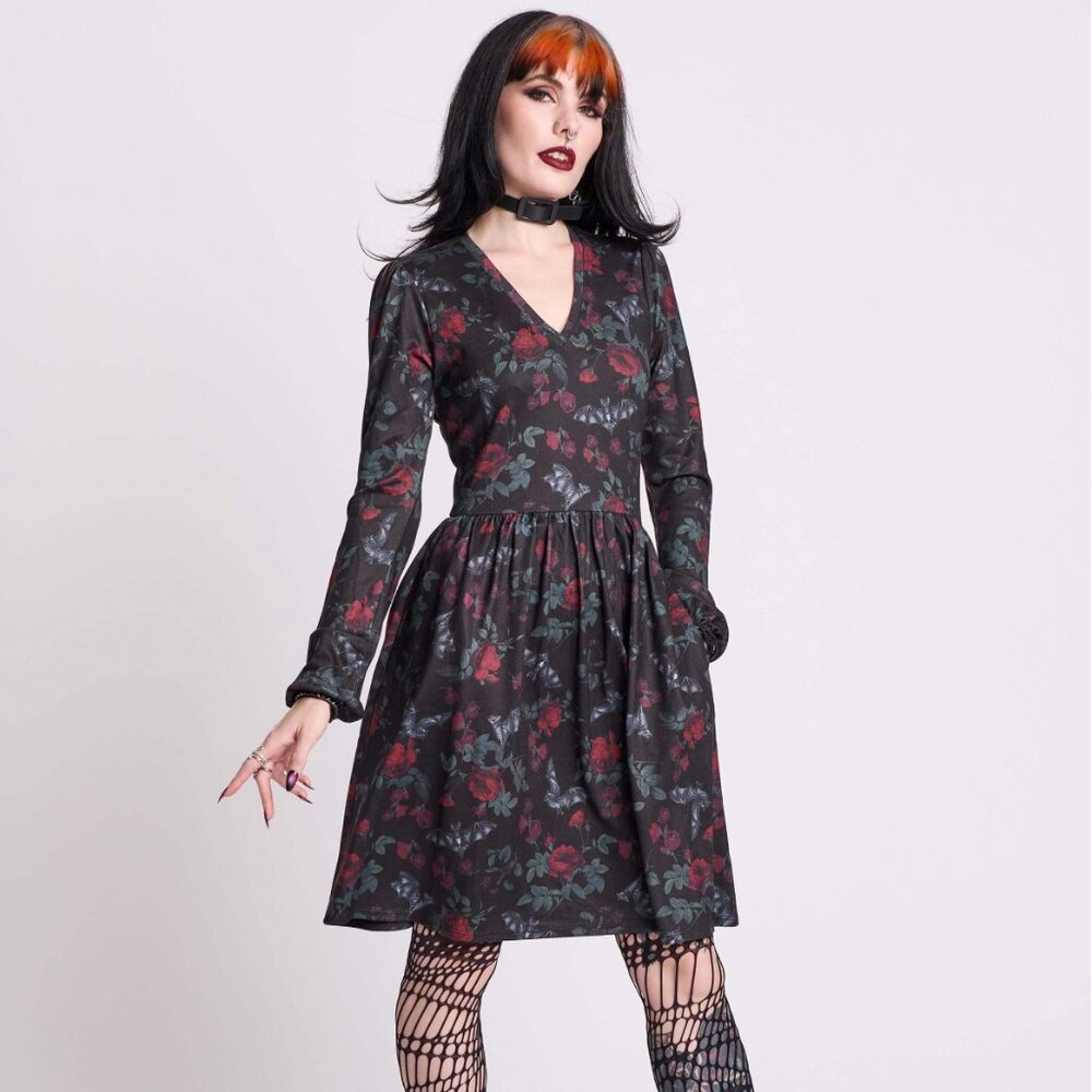 NWT, Mightnight Hour bat's roost skater dress, size small
